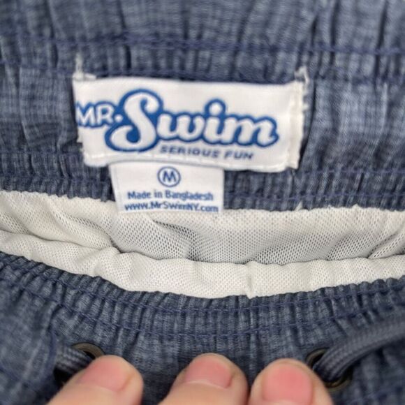Mr. Swim Blue Technical Elastic Waist Drawstring Swim Shorts Medium - Picture 4 of 6